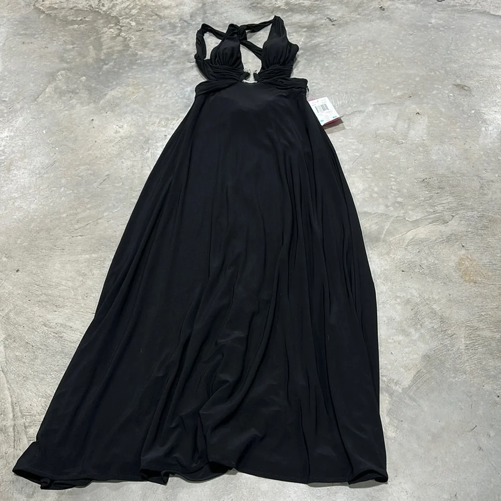 Morgan & Co.Long black dress with silver and rhinestone accents /Size 5/6 / E-13